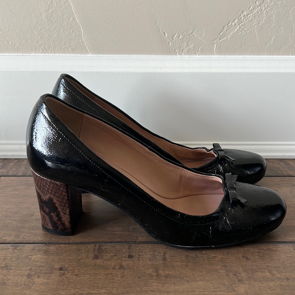 Anyi Lu Patent Block Heel Pump, Eu. 40/Us 9.5